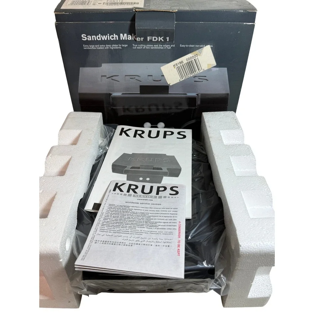 KRUPS FDK1 Sandwich Maker Deep Fill Non Stick Plates Vertical Storage‎